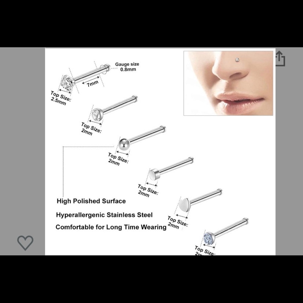 8 Never Worn Nose Rings * A FEW FREE ONES AS WELL*